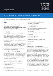 Determination Of Iron By Thiocyanate Colorimetry