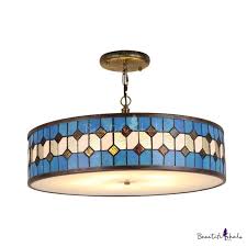 A polished brass lamp with a. Drum Hanging Lamp Tiffany Mediterranean Style Stained Glass 3 5 Lights Pendant Light In Blue Pendant Light Hanging Lamp Pendant Lighting