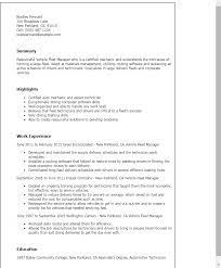 Home » resources » job description templates » customer service manager job description sample template. 1 Vehicle Fleet Manager Resume Templates Myperfectresume