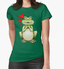 Cute Frog Love Fitted T Shirt By Ironydesigns Cute Frogs T Shirt Love Drawings