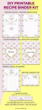 Printable Recipe Binder Kit With Dividers Binder Cover Category Dividers Binder Spines Recipe Pages Printable Recipe Cards Recipe Binder Kit Recipe Cards