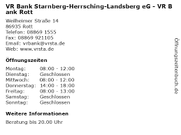 Blz bank sort codes in germany. á… Offnungszeiten Vr Bank Starnberg Herrsching Landsberg Eg Vr Bank Rott Weilheimer Strasse 14 In Rott