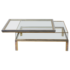 Rub the oil into the coffee table with the cloth, going with the grain, until you have applied oil to all the bare wood. Round Brass Geometric Rings Coffee Table With Glass Top For Sale At 1stdibs