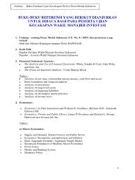 Soal Ujian Wakil Manajer Investasi