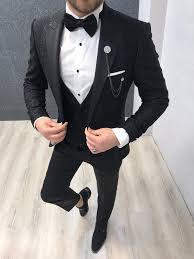 Maybe you would like to learn more about one of these? Buy Black Slim Fit Patterned Peak Lapel Tuxedo By Gentwith Com