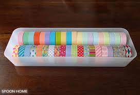 無印良品のポリプロピレン整理ボックスでマスキングテープを収納する画像 マスキングテープ 収納 手作り グッズ 収納 マスキングテープ