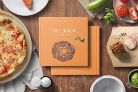 Square Hard Cover Cook Book Mockup Cookbook Cooking Easy Cooking