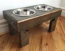Reclaimed Elevated Pallet Dog Bowl Stand Pet Feeding Station With 2 New Bowls Ebay In 2020 Dog Bowl Stand Dog Food Station Elevated Dog Bowls Diy