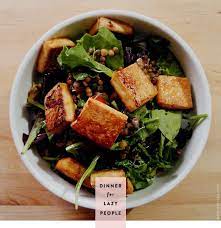 Lazy Cheap Tofu Lentil Salad Door Sixteen Recipe Tofu Recipes Healthy Lentil Salad Vegan Tofu Recipes