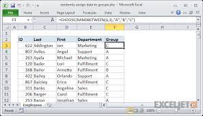 Excel Formula Randomly Assign Data To Groups Exceljet
