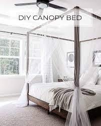 Turn any bed into a cosy canopy bed using curtains and ceiling rails. Diy Canopy Bed Crafted By The Hunts