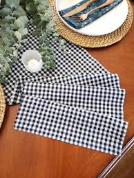 Navy Blue Gingham Table Runner Picnic Table Runner Blue In 2020 Striped Table Runner Rustic Table Runners Table Runners