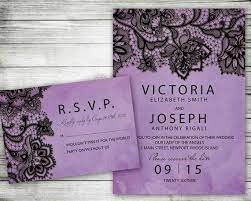 Wedding Invitation Purple Black Lace Printable Invite Set Rsvp Cards Eleg Purple Wedding Invitations Trendy Wedding Invitations Wedding Invitations Rustic