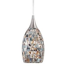 Nalati 1 Light Pendant Light Hand Crafted Mosaic Glass Hanging Light For Kitchen Island Brushed Nickel Fi Pendant Light Pendant Lighting Hanging Lights Kitchen