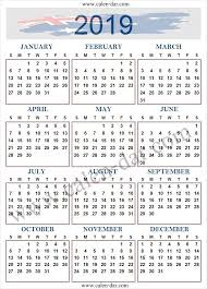 2019 Year Calendar Australia Printable Template January To December Calendar Australia Template Printable Calendar