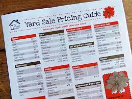We are holding this sale in our garage, but this is not your typical garage sale. Printable Yard Sale Pricing Guide