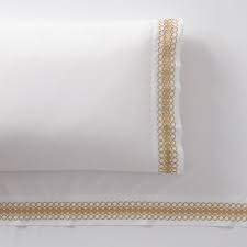 Please enter a valid email address. Lilly Pulitzer Gold Embroidered White Trim Sheet Set