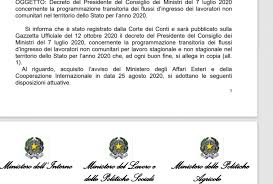 Decreto flussi 2020, quote destinate al lavoro stagionale. Decreto Flussi 2020 La Ripartizione Delle Quote Per I Lavoratori Non Stagionali E Autonomi Stranieri In Italia