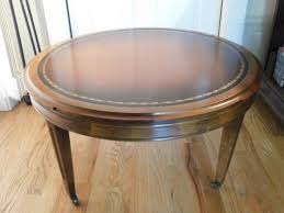 Don't buy a round coffee table before reading these reviews. Retro Wooden Round Coffee Table Leather Top With Gold Tooling Ebay