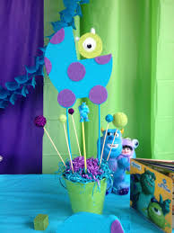 Baby shower customized table, treats and banner. Pin By Margo Hernandez On Nursery Baby Boy Monsters Inc Baby Shower Disney Baby Shower Monster Baby Showers