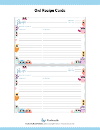 These Free Printable Owl Recipe Cards Are Editable In Adobe Reader Download Them From Https Musepri Recipe Cards Recipe Cards Template Recipe Book Templates