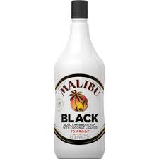 Add some ice and mix everything well. Malibu Black Coconut Rum