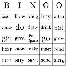 If you are making a bingo card for your spanish classroom, you can put in spanish words on the bingo card. English Irregular Verbs Bingo Cards Irregular Verbs Regular And Irregular Verbs Verb