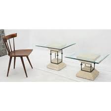 Best range of side tables: Single Suspended Pedestal Base Square Glass Top Side Table Chairish