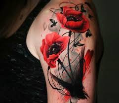 Wild Poppy Flowers Tattoo By Michael Taguet Post 20054 Red Tattoos Red Poppy Tattoo Poppies Tattoo