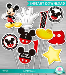Instant Download Mickey Mouse Centerpieces First Birthday Etsy Mickey Mouse Centerpieces Mickey Mouse Clubhouse Birthday Party Birthday Party Printables