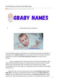 You must have already thought of the best names but now is the final decision making. Lord Krishna Names For Baby Boy By Hareeshponnam47 Issuu