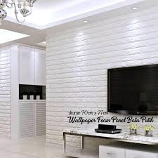 Harga murah, pemasangan area jogja, solo, semarang dan sekitarnya. Wallpaper 3d Foam Batu Bata Harga 50 000 Ukuran 70 X 77 Cm Varian Putih Hitam P Brick Wall Paneling Brick Wallpaper Living Room Faux Brick Wall Panels