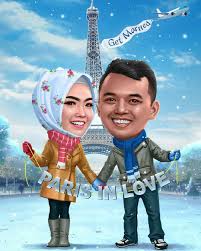 M035 Caricature Karikatur Smudge Art Funny Lol Pictures Indonesia Couple Paris Eifel Kartun Karikatur Lukisan Wajah