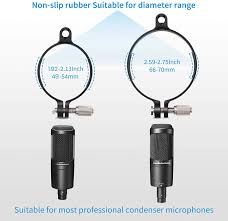 Amazon Com Moukey Microphone Shock Mount With Metal Pop Filter Compatible With 49mm 54mm Diameter Mic At2020 At2020usb Except Blue Yeti Anti Vibration Suspension Shock Mount With Screw Adapter Musical Instruments