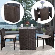 Maybe you would like to learn more about one of these? Costway Wicker 3 Piece Small Space Outdoor Bistro Set With Cushions Brown Walmart Com Wicker Patio Set Outdoor Bistro Set Outdoor Patio Furniture Sets