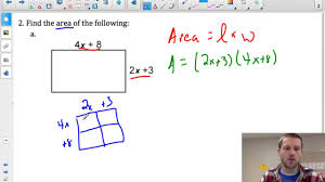 Multiplying Polynomials To Find Area Of A Rectangle Youtube