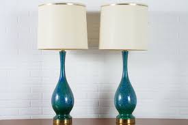Pair Of Vintage Mid Century Blue And Green Ceramic Table Lamps 1960s Mid Century Modern Finds Ceramic Table Lamps Table Lamp Lamp