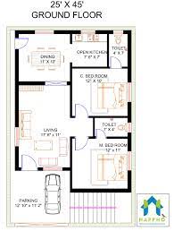 We convert your floor plans to 2d floor plans you floor plans roomsketcher one y 2 bedroom house design. Floor Plan For 25 X 45 Feet Plot 2 Bhk 1125 Square Feet 125 Sq Yards Ghar 018 Happho