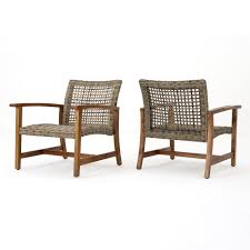 Savannah Outdoor Mid Century Grey Wicker Club Chairs With Acacia Wood Frame Set Of 2 Natural Stain Walmart Com In 2020 Club Chairs Chair Comfy Chairs