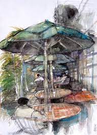 azis tirtaatmadja cafe batavia kota tua jakarta watercolor