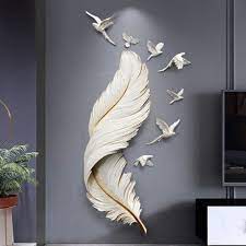 It's weird, but this clever painting technique gives you an interesting pattern in an instant. Modern Angel Wings Feather Large Wall Decor Art White Blue In 2021 Plaster Wall Art Large Decor Wall Art Decor