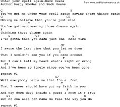 Country Music Under Your Spell Again Buck Owens Lyrics And Chords