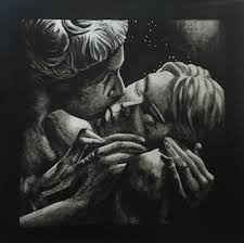 Black And White Kiss Canvas Love Vi Black And White Love Acrylic And Oil On Canvas Black And White Love Black And White Oil On Canvas