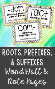Set Of 140 Roots Prefixes And Suffixes Wall Cards Plus 10 Editable Cards And 3 Note Taking Sheets C Prefixes Vocabulary Word Walls Prefixes And Suffixes