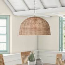 Wicker pendant or light fixture in the form of an inverted lotus flower crafted in the highest quality with a metal frame wrapped in reed from the fs flores collection, exclusively d. Wicker Basket Pendant Light Wayfair
