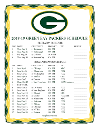 Visit espn to view the green bay packers team schedule for the current and previous seasons. Printable 2018 2019 Green Bay Packers Schedule