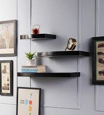 Buy Set Of 3 Engineered Wood Round Floating Wall Shelf In Black Colour By Driftingwood Online Modern Wall Shelves Wall Shelves Home Decor Pepperfry Pr Floating Wall