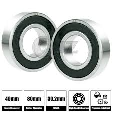 2x 5208 2rs Premium Sealed Double Row Ball Bearing 40x80x30 2mm New Rubber