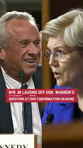 I'm happy to commit to that ... I don't think any of them want to give me  money..." Health and Human Services secretary nominee RFK Jr. laughs off  Sen. Elizabeth Warren's question
