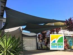 Chermside Brisbane Shade Sails For Carport Overlapping Double Sails In Charcoal To View More Shade Sails For D Shade Sail Shade Sail Installation Ipswich